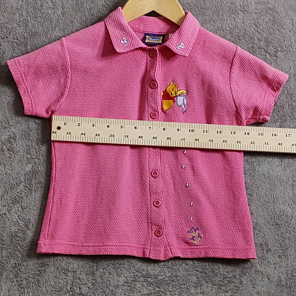 Vintage Disney Winnie the Pooh Button-Up Shirt – Pink Short Sleeve Kids Top - Picture 5 of 6